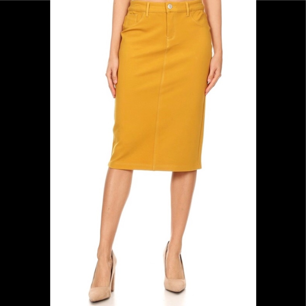 New Skirts ( Mustard) 80% polyester 15% rayon 5% s